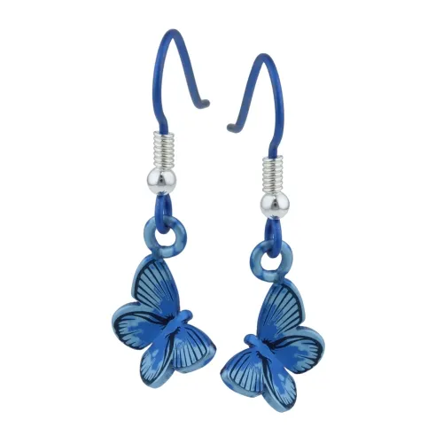 Small Butterfly Light Blue Drop & Dangle Earrings